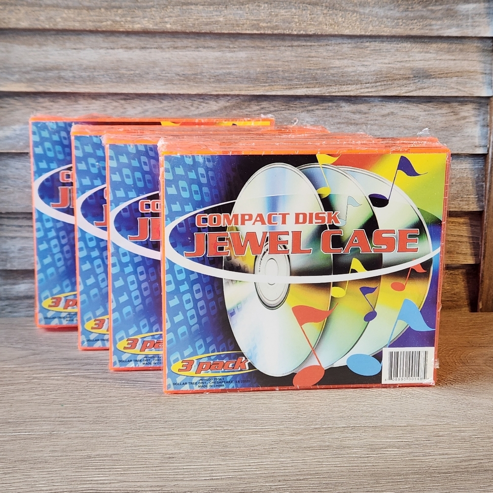 NEW Compact Disc Jewel Case 3 Pack Neon CD Cases Sealed Lot Of 4